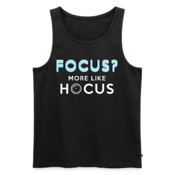 Fotograf Fotografie Focus? More Like Hocus - Männer Premium Bio Tank Top - Schwarz - Vorne - Michal (187cm)