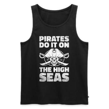 Pirate Skull Buccaneer Pirate Ship - Men's Premium Organic Tank Top - black - Front - AI Model Male 178 light (178cm)
