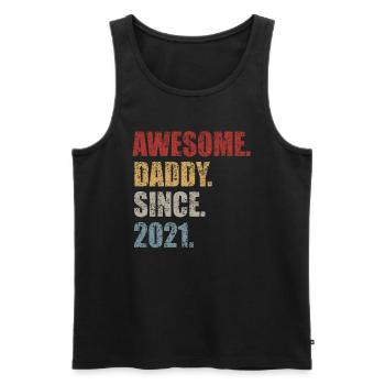 Awesome Daddy Since 2021 Father's Day Retro - Men's Premium Organic Tank Top - black - Front - AI Model Male 178 light (178cm)