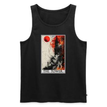 Tarot Cards Tarot Card The Tower The Tower - Men's Premium Organic Tank Top - black - Front - AI Model Male 178 light (178cm)
