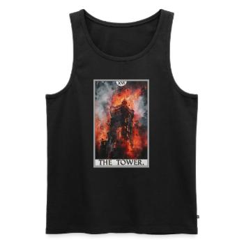 Tarotkarten Tarotkarte The Tower Der Turm - Männer Premium Bio Tank Top - Schwarz - Vorne - Michal (187cm)