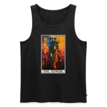 Tarotkarten Tarotkarte The Tower Der Turm - Männer Premium Bio Tank Top - Schwarz - Vorne - Michal (187cm)