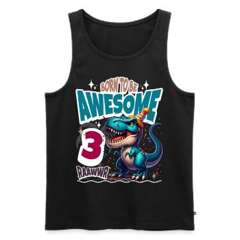 T Rex Dinosaure 3ème Anniversaire Enfants Anniversaire - Débardeur bio Premium Homme - noir - Devant - AI Model Male 178 light (178cm)