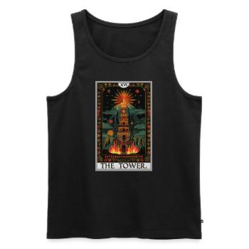 Tarotkarten Tarotkarte The Tower Der Turm - Männer Premium Bio Tank Top - Schwarz - Vorne - Michal (187cm)