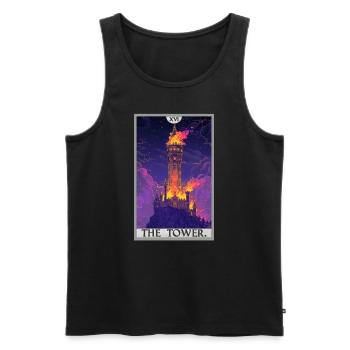 Tarot Cards Tarot Card The Tower The Tower - Men's Premium Organic Tank Top - black - Front - AI Model Male 178 light (178cm)