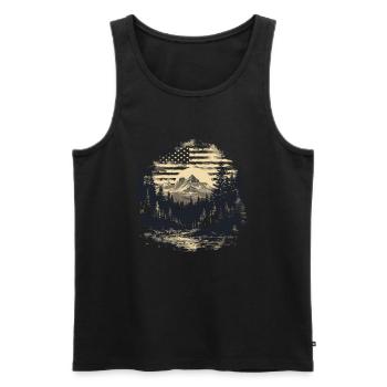 USA Amerikanische Flagge Landschaft Wald - Männer Premium Bio Tank Top - Schwarz - Vorne - Michal (187cm)