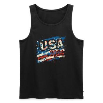 United States 2024 Election American Flag Graffiti - Men's Premium Organic Tank Top - black - Front - AI Model Male 178 light (178cm)