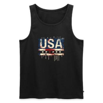 United States American Independence Day Flag - Men's Premium Organic Tank Top - black - Front - Michal (187cm)