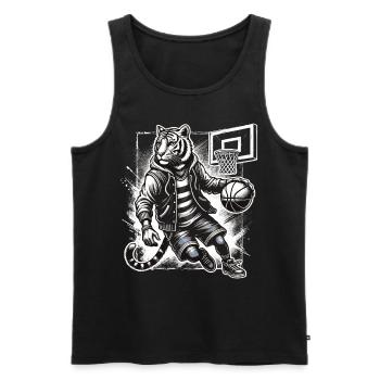 Tigre de basket-ball de style urbain - Débardeur bio Premium Homme - noir - Devant - Michal (187cm)