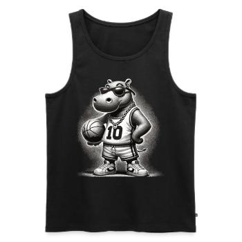 Ghetto Basketball Hippo - Men's Premium Organic Tank Top - black - Front - Michal (187cm)