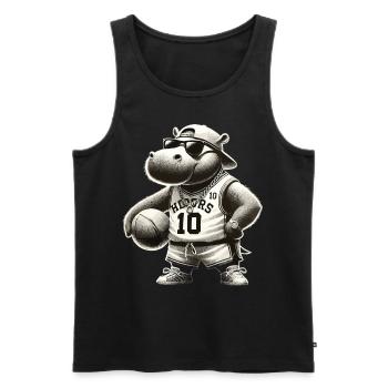 Hip-Hop Hippo Dunk Style - Men's Premium Organic Tank Top - black - Front - Michal (187cm)