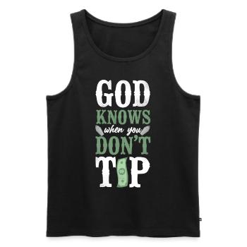 Bartender Mixologist God Knows - Männer Premium Bio Tank Top - Schwarz - Vorne - AI Model Male 178 light (178cm)