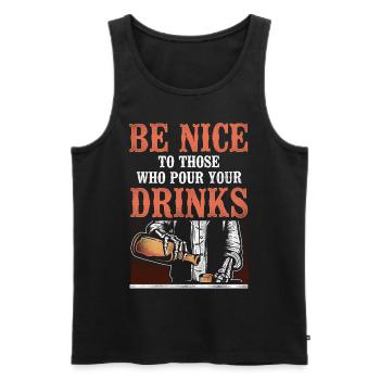 Barman Mixologue Soyez gentil avec - Débardeur bio Premium Homme - noir - Devant - Michal (187cm)