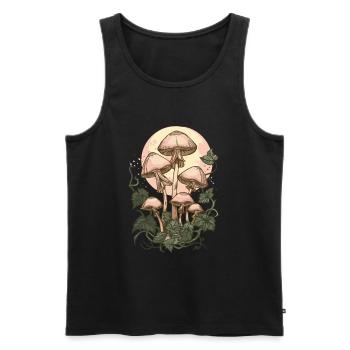 Goblincore Cottagecore Vintage Champignon Phases de Lune - Débardeur bio Premium Homme - noir - Devant - Michal (187cm)