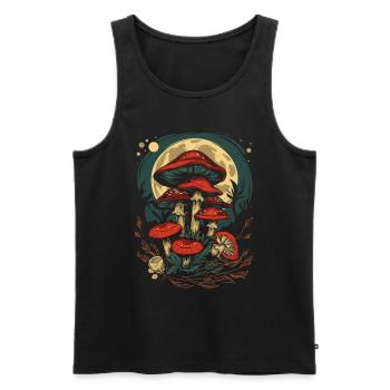 Moon Phases Mushroom Fairycore Goblincore Cottagecore - Men's Premium Organic Tank Top - black - Front - AI Model Male 178 light (178cm)