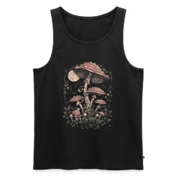 Goblincore Champignon Phases de Lune Fairycore Vintage - Débardeur bio Premium Homme - noir - Devant - Michal (187cm)