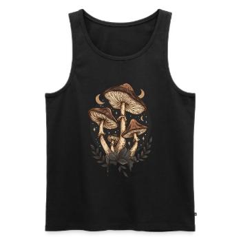 Vintage Pilz Mondphasen Cottagecore Goblincore - Männer Premium Bio Tank Top - Schwarz - Vorne - AI Model Male 178 light (178cm)