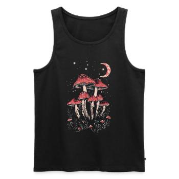 Goblincore Cottagecore Fairycore Champignon Phases de lune - Débardeur bio Premium Homme - noir - Devant - Michal (187cm)