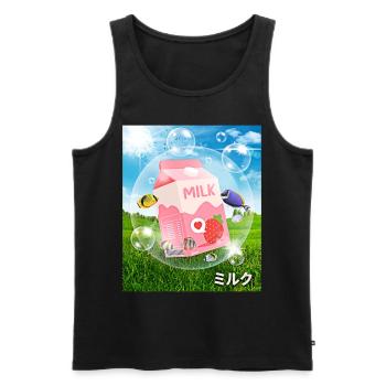 Frutiger Aero Aesthetic Tech Kawaii-Erdbeer-Milchf - Männer Premium Bio Tank Top - Schwarz - Vorne - Michal (187cm)