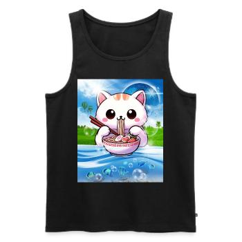Frutiger Aero Aesthetic Tech Kawaii Ramen Katzenfi - Männer Premium Bio Tank Top - Schwarz - Vorne - Michal (187cm)