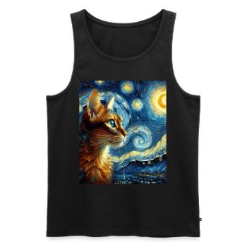 Abessinier Orange Katze Sternennacht Gemälde - Männer Premium Bio Tank Top - Schwarz - Vorne - Michal (187cm)