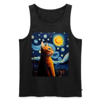 Abessinier Orange Katze Sternennacht Gemälde - Männer Premium Bio Tank Top - Schwarz - Vorne - Michal (187cm)