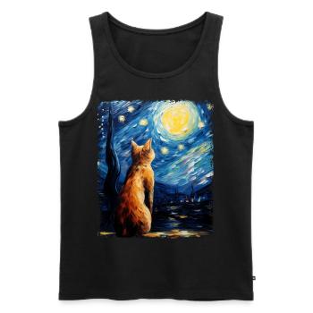 Abessinier Orange Katze Sternennacht Gemälde - Männer Premium Bio Tank Top - Schwarz - Vorne - Michal (187cm)