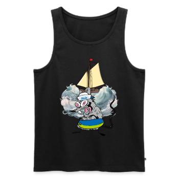 Rat Rats Sailing Ship Seafarers Sailors Ahoy - Men's Premium Organic Tank Top - black - Front - Michal (187cm)