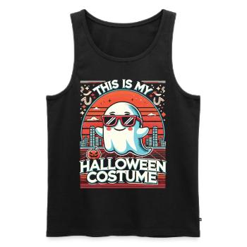 Spooky Retro Future Halloween T-Shirt - Men's Premium Organic Tank Top - black - Front - AI Model Male 178 light (178cm)
