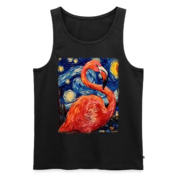 Peinture Nuit Étoilée Flamant Neuf - Débardeur bio Premium Homme - noir - Devant - Michal (187cm)