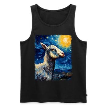 Chèvre Ferme Animaux Fermier Nuit Étoilée Peinture - Débardeur bio Premium Homme - noir - Devant - Michal (187cm)