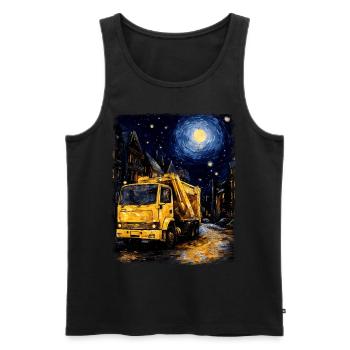 Garbage Trucker Müllwagen Sternennacht Malerei - Männer Premium Bio Tank Top - Schwarz - Vorne - AI Model Male 178 light (178cm)