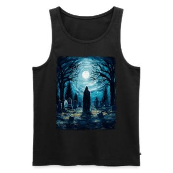Geisterfriedhof Gespenstische Sternennacht Malerei - Männer Premium Bio Tank Top - Schwarz - Vorne - AI Model Male 178 light (178cm)