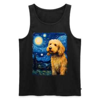 Golden Doodle Goldendoodle Dog Starry Night Painting - Men's Premium Organic Tank Top - black - Front - Michal (187cm)