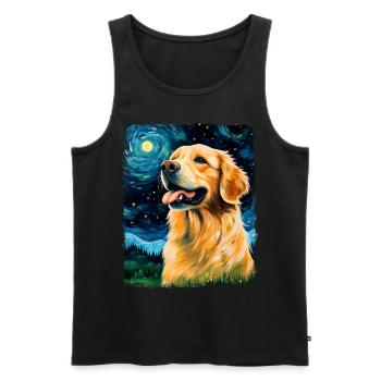 Golden Retriever chien Nuit étoilée peinture - Débardeur bio Premium Homme - noir - Devant - Michal (187cm)
