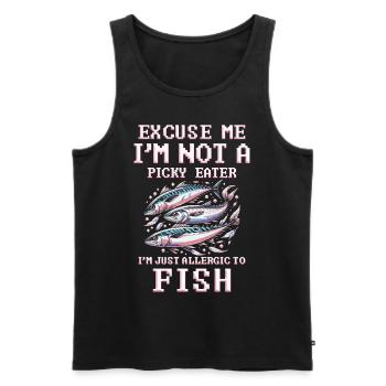 Allergie au poisson Je suis juste allergique au poisson - Débardeur bio Premium Homme - noir - Devant - AI Model Male 178 light (178cm)