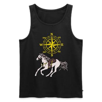 Boussole Cheval Cheval Aventure Rose des vents Équitation - Débardeur bio Premium Homme - noir - Devant - Michal (187cm)