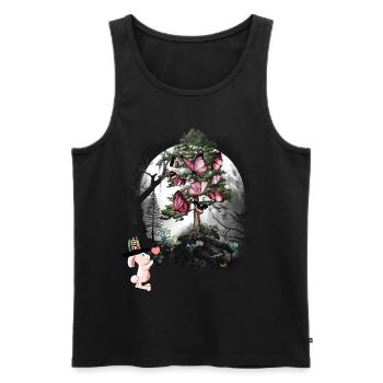 Lapin Forêt Habitants de la forêt Papillons - Débardeur bio Premium Homme - noir - Devant - AI Model Male 178 light (178cm)