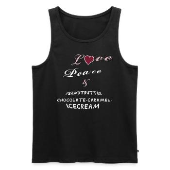 Love Peace and Peanutbutter-Icecream - Männer Premium Bio Tank Top - Schwarz - Vorne - AI Model Male 178 light (178cm)