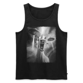 Unicorn Horse UFO Alien Alien Selfie - Men's Premium Organic Tank Top - black - Front - Michal (187cm)