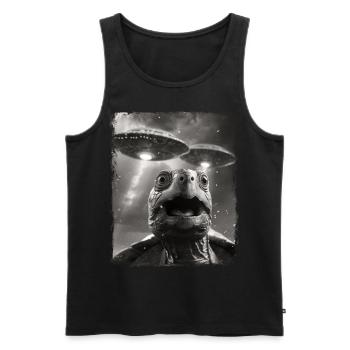 Turtle Sea Turtle UFO Alien Außerirdis - Men's Premium Organic Tank Top - black - Front - Michal (187cm)