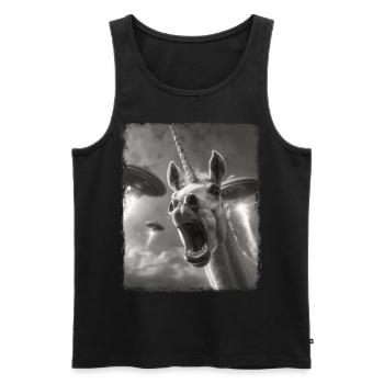 Unicorn Horse UFO Alien Alien Selfie - Men's Premium Organic Tank Top - black - Front - Michal (187cm)