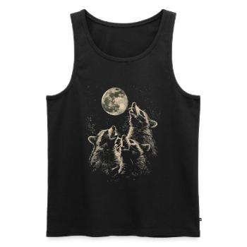 3 raton laveur lune hurlante têtes de raton laveur - Débardeur bio Premium Homme - noir - Devant - Michal (187cm)