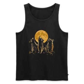 3 ratons laveurs lune tête hurlante drôle graphique - Débardeur bio Premium Homme - noir - Devant - Michal (187cm)