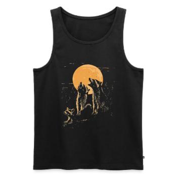 3 Raccoon Moon Howling Animal Art - Men's Premium Organic Tank Top - black - Front - Michal (187cm)