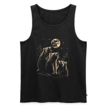 3 Raccoons Moon Howling Funny Illustration - Men's Premium Organic Tank Top - black - Front - AI Model Male 178 light (178cm)