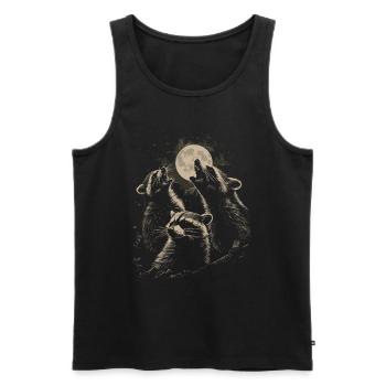 3 Waschbären Mond Heulende Lustige Tierkunst - Männer Premium Bio Tank Top - Schwarz - Vorne - AI Model Male 178 light (178cm)