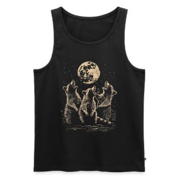 3 Raccoons Moon Howling Funny Animal Art - Men's Premium Organic Tank Top - black - Front - Michal (187cm)
