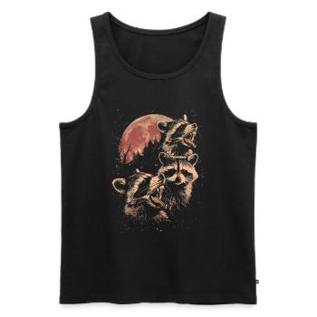 3 ratons laveurs lune hurlant mignon tête drôle - Débardeur bio Premium Homme - noir - Devant - Michal (187cm)