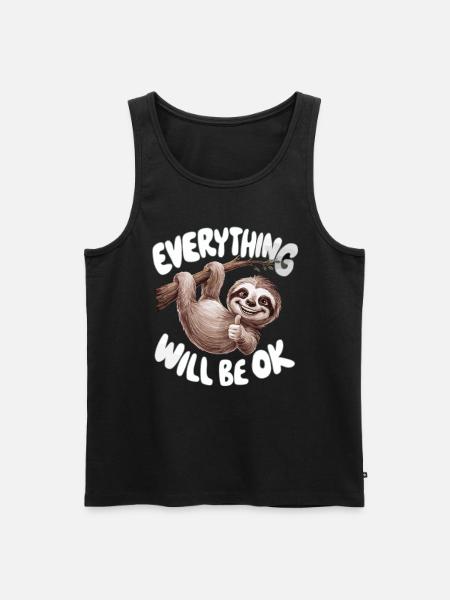 Motivierendes Faultier Alles wird gut - Männer Premium Bio Tank Top - Schwarz